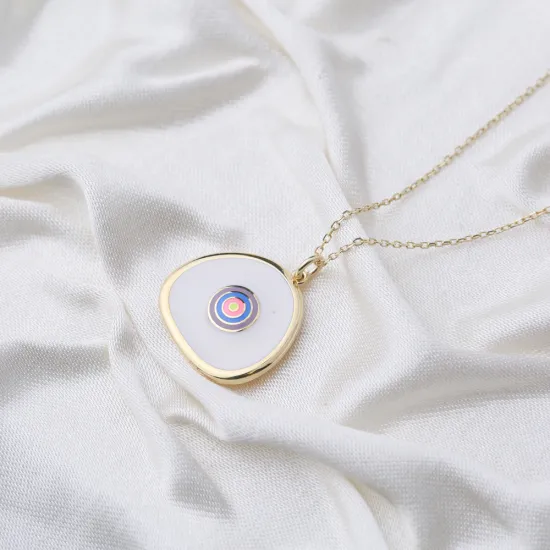 Irregular Shape White Enamel Sterling Silver Necklace