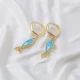 Fish Turquoise Opal Dangle 925 Sterling Silver Earrings Fish Turquoise Opal Dangle 925 Sterling Silver Earrings