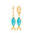 Fish Turquoise Opal Dangle 925 Sterling Silver Earrings