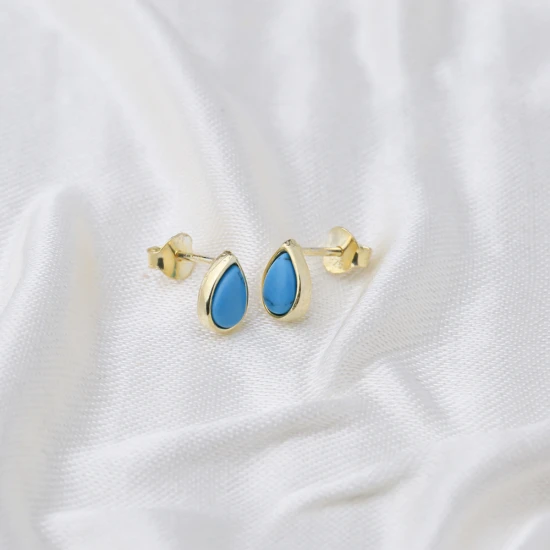 Minimalist Turquoise Drop 925 Sterling Silver Earrings Minimalist Turquoise Drop 925 Sterling Silver Earrings