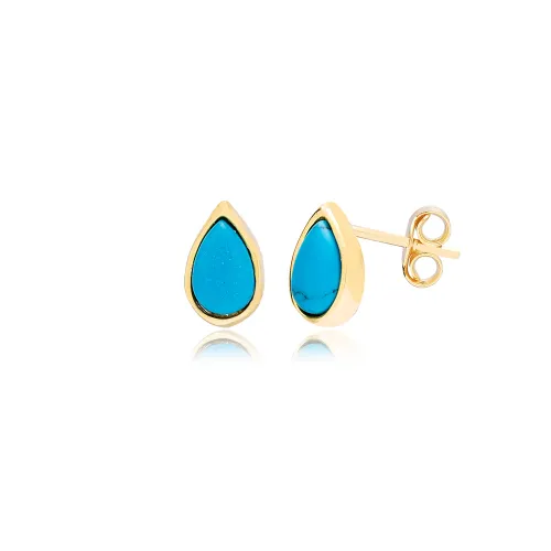 Minimalist Turquoise Drop 925 Sterling Silver Earrings