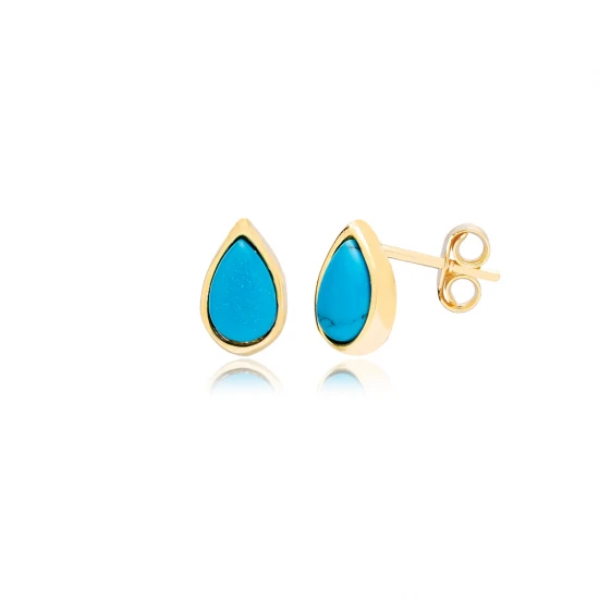 Minimalist Turquoise Drop 925 Sterling Silver Earrings Minimalist Turquoise Drop 925 Sterling Silver Earrings