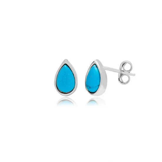 Minimalist Turquoise Drop 925 Sterling Silver Earrings Minimalist Turquoise Drop 925 Sterling Silver Earrings