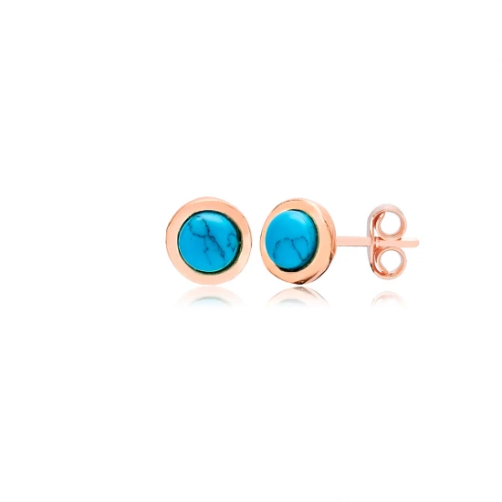 Minimalist Round Turquoise 925 Sterling Silver Earrings Minimalist Round Turquoise 925 Sterling Silver Earrings