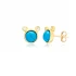 Round Turquoise And Double CZ Sterling Silver Earrings