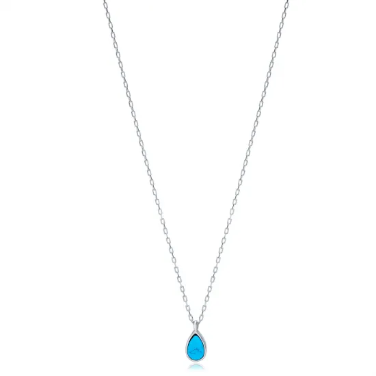 Turquoise Drop Gold Plated Chain 925 Silver Necklace Turquoise Drop Gold Plated Chain 925 Silver Necklace