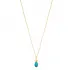 Turquoise Drop Shape Three Zircon Stone Detailed Charm Necklace Wholesale Turkish 925 Sterling Silver Jewelry