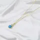 Turquoise Round Shape Three Zircon Detailed Stone Gold Plated Charm Necklace 925 Sterling Silver Jewelry Turquoise Round Shape Three Zircon Detailed Stone Gold Plated Charm Necklace 925 Sterling Silver Jewelry