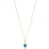 Turquoise Round Shape Three Zircon Detailed Stone Gold Plated Charm Necklace  925 Sterling Silver Jewelry