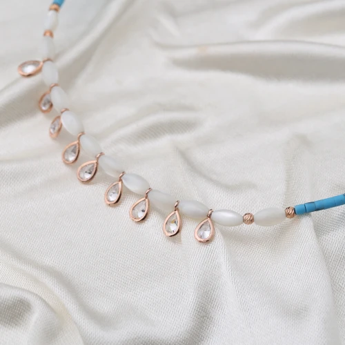 Drop CZ Afghan Beaded 925 Sterling Silver Necklace Drop CZ Afghan Beaded 925 Sterling Silver Necklace