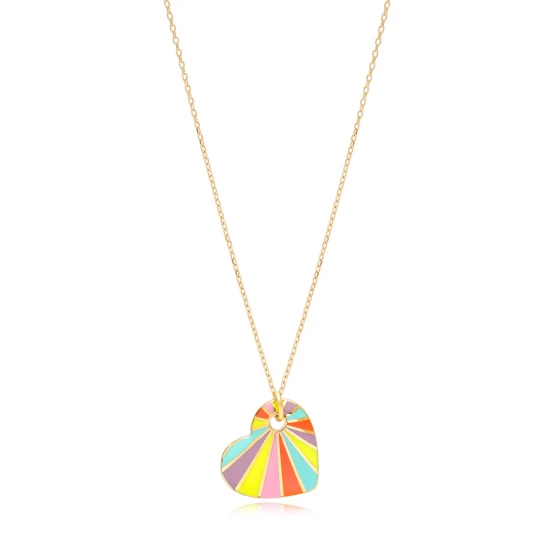 Heart Shape Colorful Enamel 925 Sterling Silver Pendant Heart Shape Colorful Enamel 925 Sterling Silver Pendant