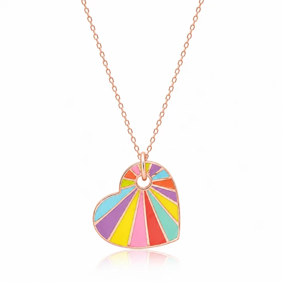 Heart Shape Colorful Enamel 925 Sterling Silver Pendant Heart Shape Colorful Enamel 925 Sterling Silver Pendant