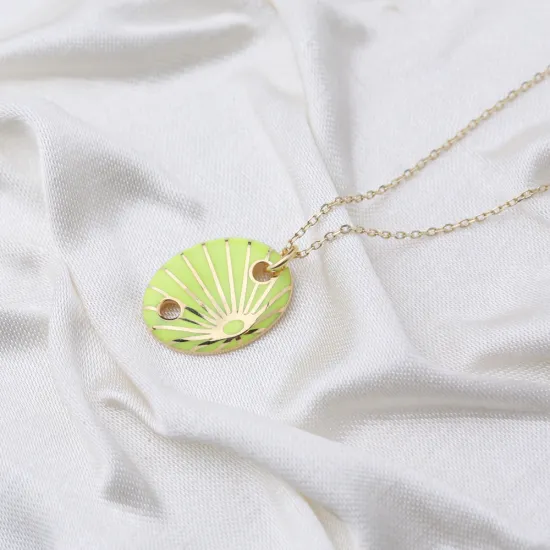 Oval Shape Yellow Enamel 925 Sterling Silver Pendant Oval Shape Yellow Enamel 925 Sterling Silver Pendant
