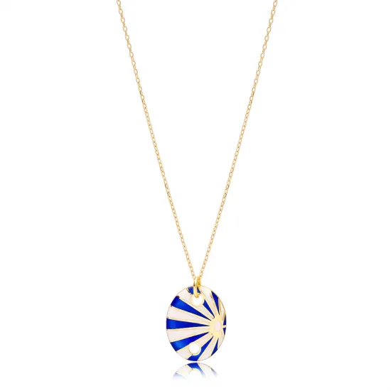 Oval Shape Blue And White Enamel 925 Silver Pendant Oval Shape Blue And White Enamel 925 Silver Pendant