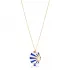 Oval Shape Blue And White Enamel 925 Silver Pendant