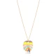 Rainbow Enamel Palm Leaf Shape Sterling Silver Necklace