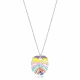 Rainbow Enamel Palm Leaf Shape Sterling Silver Necklace