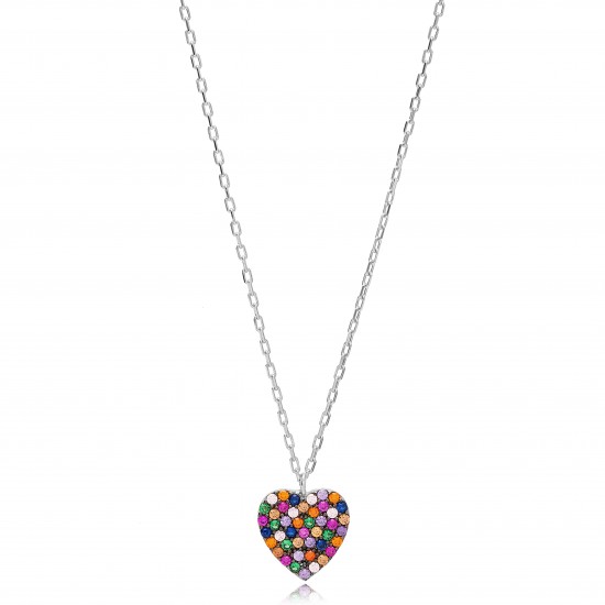 Mix Stone Heart Pendant In Turkish Wholesale 925 Sterling Silver Mix Stone Heart Pendant In Turkish Wholesale 925 Sterling Silver