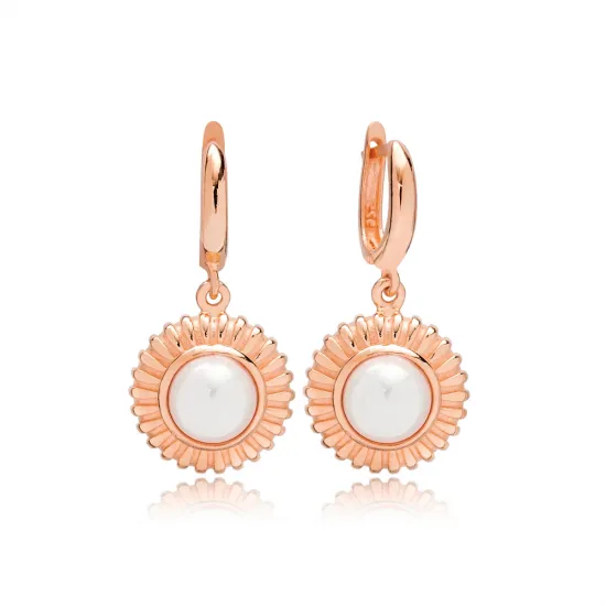 Dainty Round Pearl Dangle 925 Sterling Silver Earrings