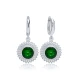 Dainty Round Emerald Dangle Sterling Silver Earrings | 925 Sterling Silver Wholesale | Sade Silver Dainty Round Emerald Dangle Sterling Silver Earrings - Sade 925 Silver Jewelry