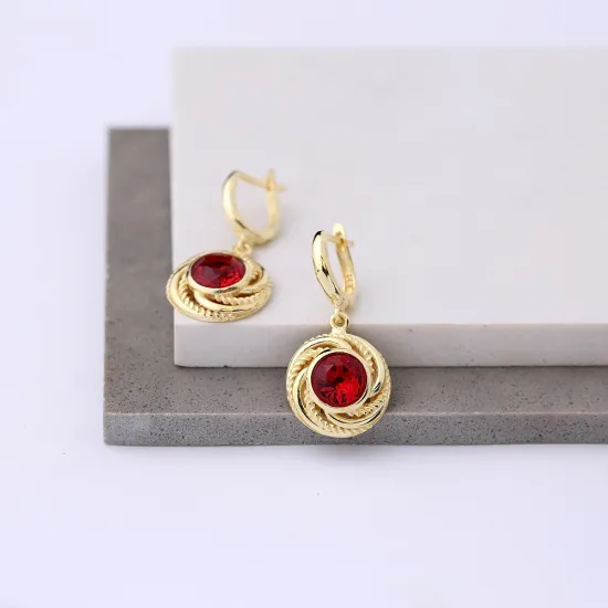 Round Garnet Dangle 925 Sterling Silver Earrings Round Garnet Dangle 925 Sterling Silver Earrings