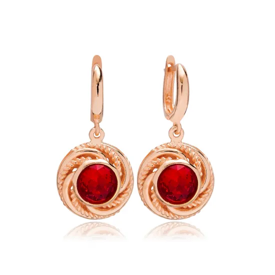 Round Garnet Dangle 925 Sterling Silver Earrings Round Garnet Dangle 925 Sterling Silver Earrings
