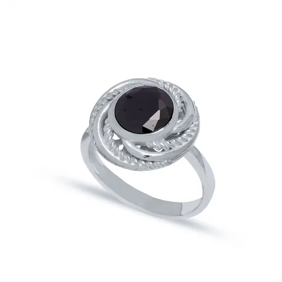 Dainty Round Black Onyx 925 Sterling Silver Ring Dainty Round Black Onyx 925 Sterling Silver Ring