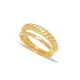 Slanted Ribbed Band Adjustable 925 Sterling Silver Ring