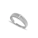 Narrow Ribbed Band CZ Adjustable Sterling Silver Ring