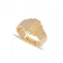 Wide Rectangle Ribbed Band Adjustable 925 Silver Ring