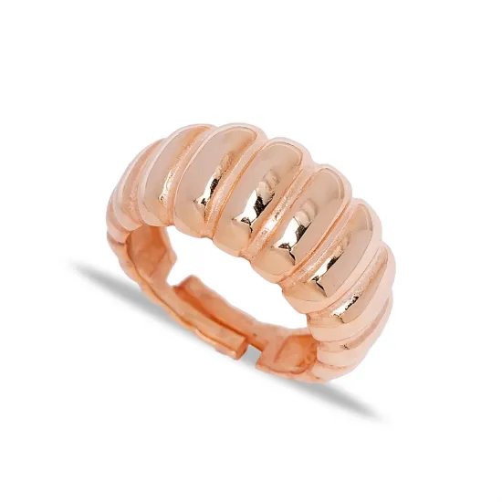 Rounded Ribbed Band Adjustable 925 Sterling Silver Ring