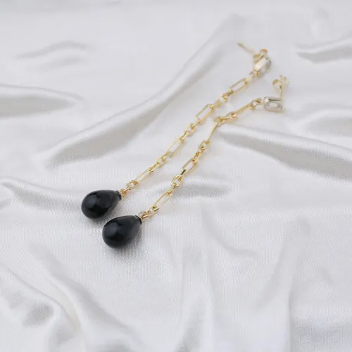 Black Mallorca Pearl Charm Long Earrings Black Mallorca Pearl Charm Long Earrings