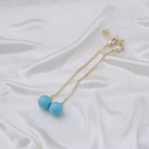 Turquoise Mallorca Pearl Long Earrings Turquoise Mallorca Pearl Long Earrings