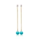 Turquoise Mallorca Pearl Long Sterling Silver Earrings