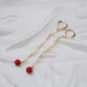 Red Mallorca Pearl Long 925 Sterling Silver Earrings