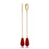 Drop Red Mallorca Pearl Long Sterling Silver Earrings