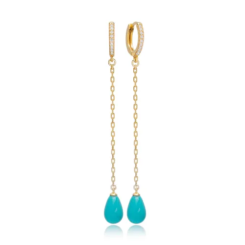 Drop Turquoise Mallorca Pearl Long Earrings