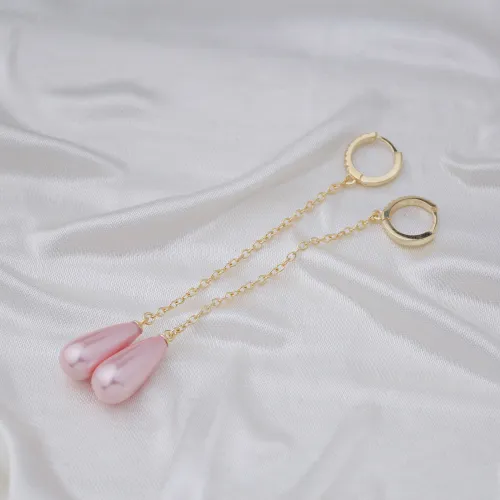 Drop Pink Mallorca Pearl Long Earrings Drop Pink Mallorca Pearl Long Earrings