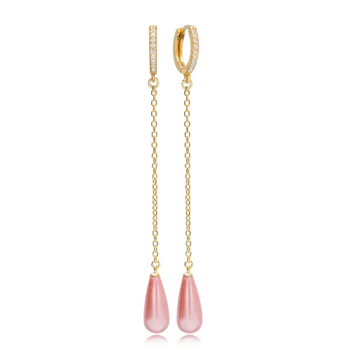 Drop Pink Mallorca Pearl Long Earrings