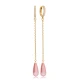 Drop Pink Mallorca Pearl Long Sterling Silver Earrings