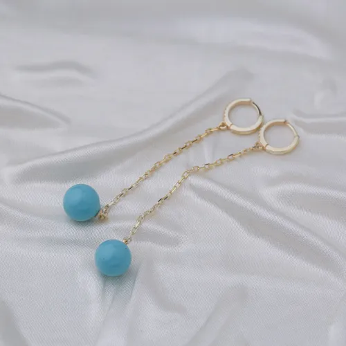 Turquoise Mallorca Pearl Long Earrings Turquoise Mallorca Pearl Long Earrings