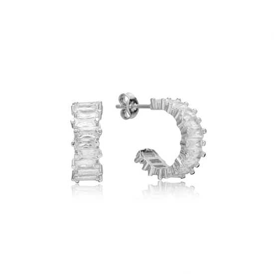 Baguette 925 Sterling Silver Earrings Wholesale