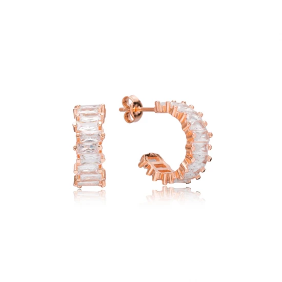 Baguette 925 Sterling Silver Earrings Wholesale