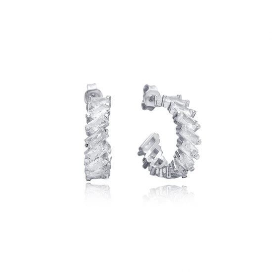 Wholesale Baguette 925 Sterling Silver Earrings