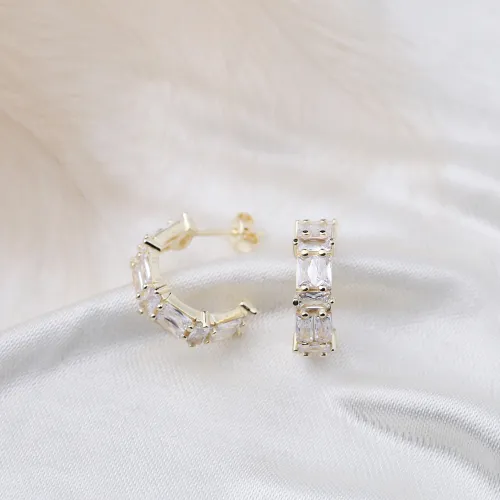 Handmade Baguette 925 Sterling Silver Earrings