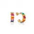 Rainbow Zirconia Stone Baguette Stud Design Hoop Earrings Turkish Handmade Wholesale 925 Sterling Silver Jewelry