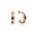 Stylish Rainbow CZ Baguette Sterling Silver Earrings