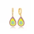 Pear Enamel Dangle 925 Sterling Silver Earrings