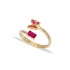 Stylish Butterfly Ruby Adjustable Sterling Silver Ring