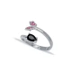 Ruby Black CZ Two Open Butterfly Sterling Silver Ring | 925 Sterling Silver Wholesale | Sade Silver Ruby Black CZ Two Open Butterfly Sterling Silver Ring - Sade 925 Silver Jewelry